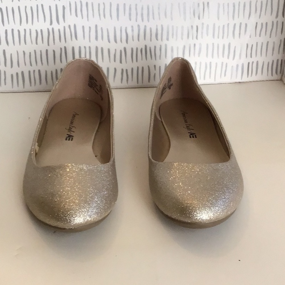 Flat gold metallic women’s shoes